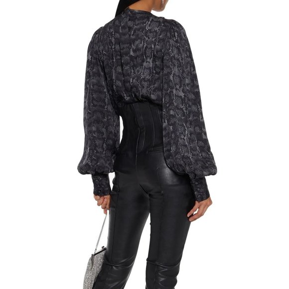 Renee Snake-print Silk Satin Blouse from ANINE BING - Picture 2 of 10
